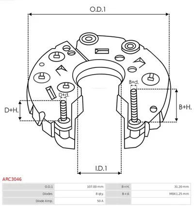 Rectificador, alternador AS-PL ARC3046