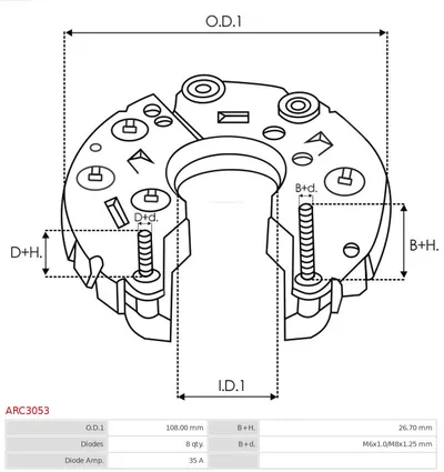 Rectificador, alternador AS-PL ARC3053
