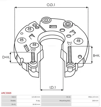 Rectificador, alternador AS-PL ARC3069