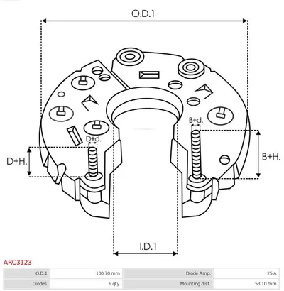 Rectificador, alternador AS-PL ARC3123