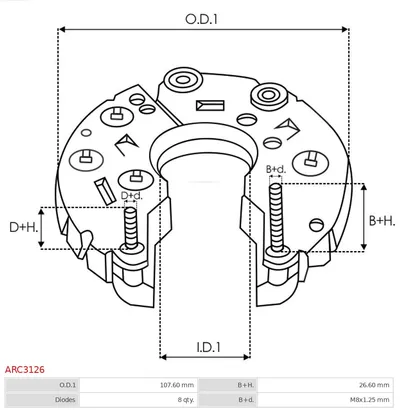 Rectificador, alternador AS-PL ARC3126