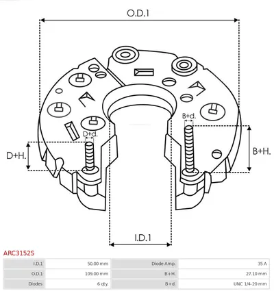 Rectificador, alternador AS-PL ARC3152S