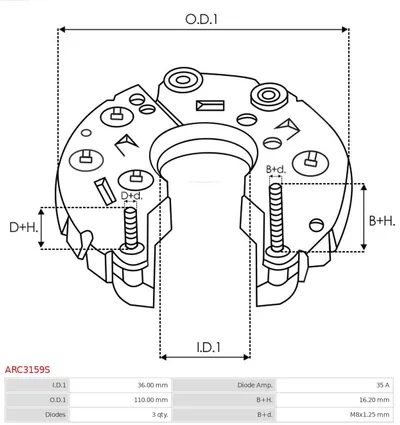 Rectificador, alternador AS-PL ARC3159S