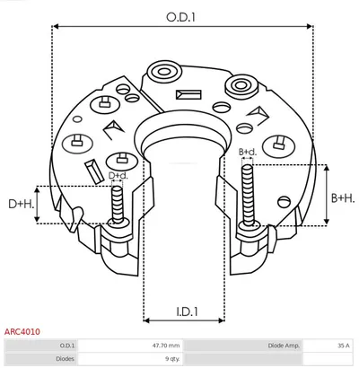 Rectificador, alternador AS-PL ARC4010