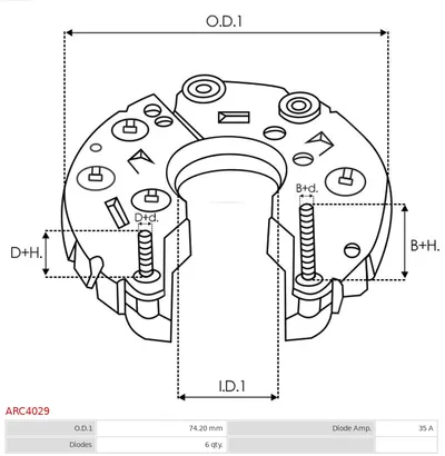 Rectificador, alternador AS-PL ARC4029