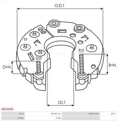 Rectificador, alternador AS-PL ARC4030