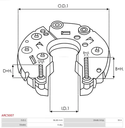 Rectificador, alternador AS-PL ARC5007