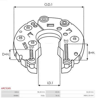 Rectificador, alternador AS-PL ARC5165