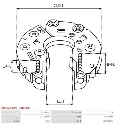 Rectificador, alternador AS-PL ARC5234(MITSUBISHI)