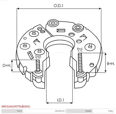 Rectificador, alternador AS-PL ARC5242(MITSUBISHI)