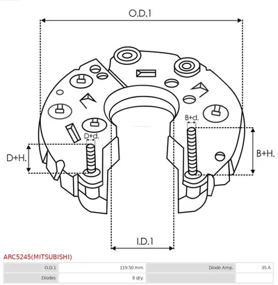 Rectificador, alternador AS-PL ARC5245(MITSUBISHI)