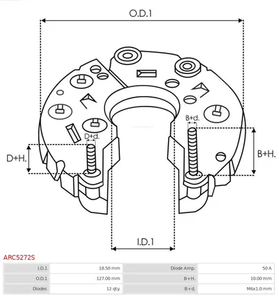 Rectificador, alternador AS-PL ARC5272S