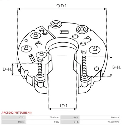 Rectificador, alternador AS-PL ARC5292(MITSUBISHI)
