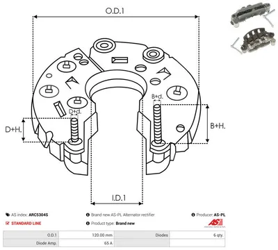 Rectificador, alternador AS-PL ARC5304S