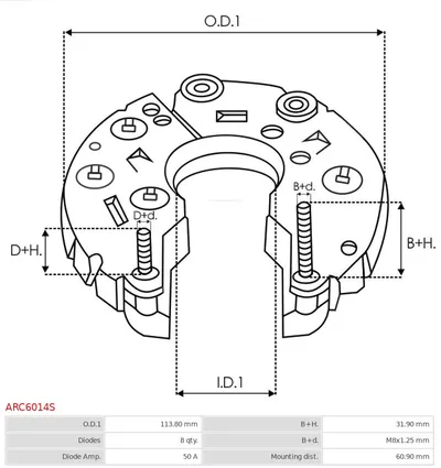Rectificador, alternador AS-PL ARC6014S