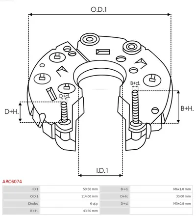 Rectificador, alternador AS-PL ARC6074