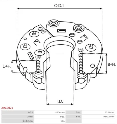 Rectificador, alternador AS-PL ARC9021