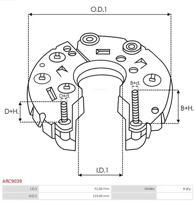 Rectificador, alternador AS-PL ARC9039