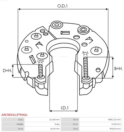 Rectificador, alternador AS-PL ARC9053(LETRIKA)