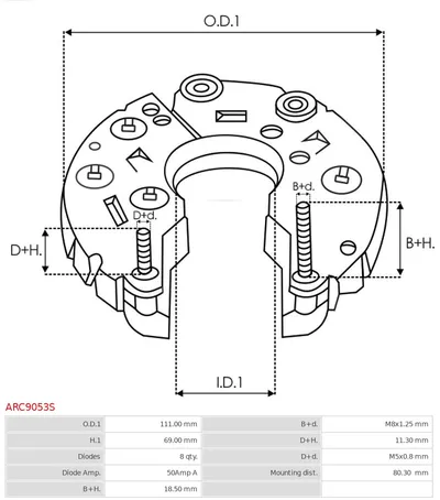 Rectificador, alternador AS-PL ARC9053S