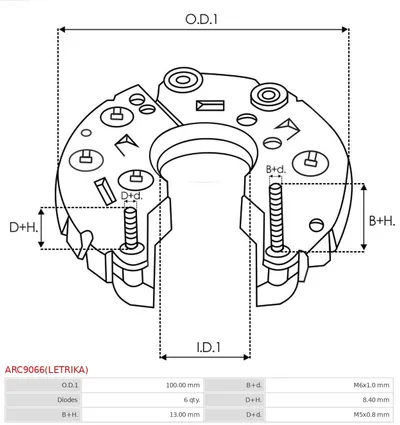 Rectificador, alternador AS-PL ARC9066(LETRIKA)