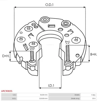 Rectificador, alternador AS-PL ARC9083S