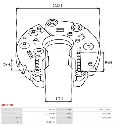 Rectificador, alternador AS-PL ARC9110S