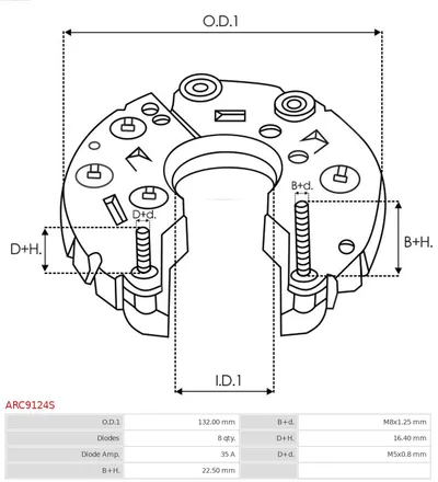 Rectificador, alternador AS-PL ARC9124S
