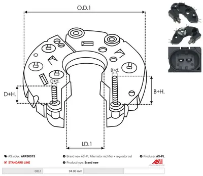 Rectificador, alternador AS-PL ARR3001S