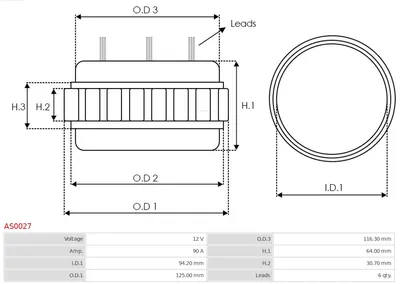 Estátor, generador AS-PL AS0027