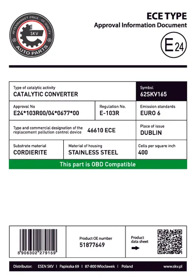 Catalizador Chrysler YPSILON · Fiat PANDA · Fiat 500