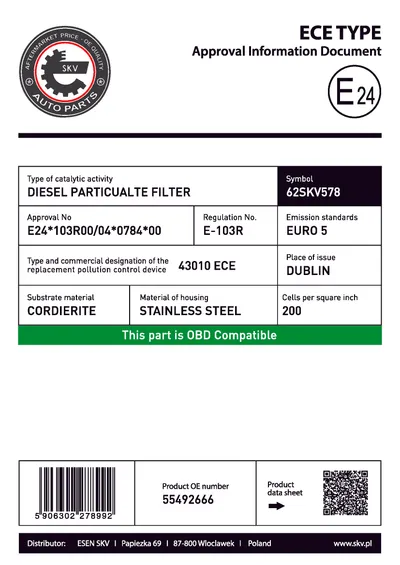 Filtro de partículas Opel INSIGNIA A · Opel INSIGNIA A Saloon · Opel INSIGNIA A Sports Tourer