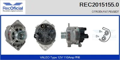 Alternador Citroën JUMPER I Bus · Fiat DUCATO Van · Peugeot BOXER Bus