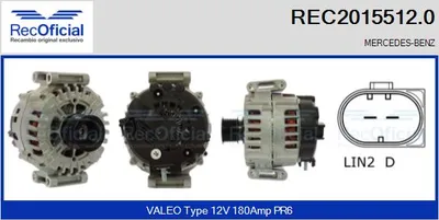 Alternador Mercedes-Benz SPRINTER 3-t Van · Mercedes-Benz SPRINTER 3-t Platform/Chassis · Mercedes-Benz SPRINTER 3,5-t Bus