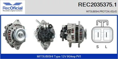 Alternador Mitsubishi LANCER V · Mitsubishi GALANT VII · Mitsubishi GALANT VII Saloon