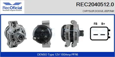 Alternador Chrysler GRAND VOYAGER V · Jeep GRAND CHEROKEE IV · Chrysler 300C