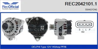 Alternador Ssangyong REXTON / REXTON II · Ssangyong RODIUS I · Ssangyong KYRON