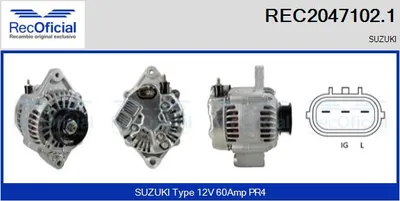 Alternador Suzuki JIMNY Closed Off-Road Vehicle · Suzuki GRAND VITARA I · Suzuki ALTO VI