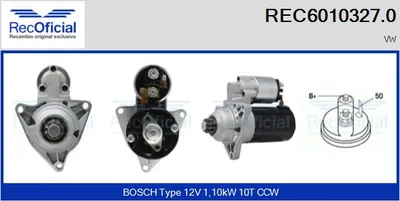 Motor de arranque Vw TRANSPORTER T4 Bus · Vw TRANSPORTER T4 Van · Vw TRANSPORTER T4 Platform/Chassis (70E, 70L, 70M, 7DE, 7DL, 7D