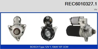 Motor de arranque Vw TRANSPORTER T4 Bus · Vw TRANSPORTER T4 Van · Vw TRANSPORTER T4 Platform/Chassis (70E, 70L, 70M, 7DE, 7DL, 7D